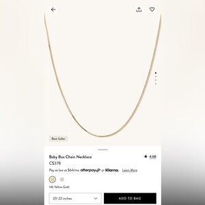 Mejuri Baby Box Chain, 20-22”, 14K gold
